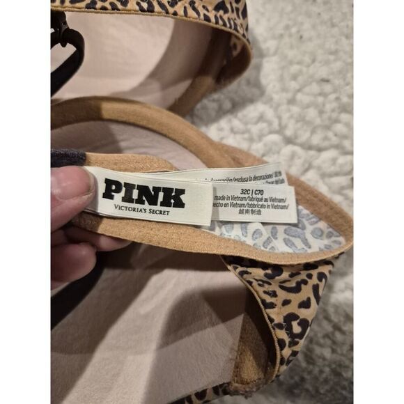 Victoria's Secret Pink Leopard Print Push Up Bra Underwire Lingerie 32C NWT - Picture 3 of 7